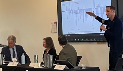 James Eklund explains graph showing Colorado river flow