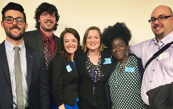 Individuals attending Homelessness forum at Seattle University School of Law.